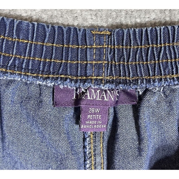 Roamans Elastic Waist Pull On Jeans Womens Size 28W Petite Blue Denim Pockets - Picture 3 of 8